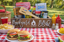 Load image into Gallery viewer, 3D Backyard BBQ Box- Backyard BBQ - BBQ Caddy - Camping Station - BBQ Bar - Father's Day gift- Outdoor Food Tray - Camping food station

