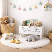 Load image into Gallery viewer, Just one more story Book Bin - Book Storage - Books - Toy Storage - Bookcase - Nursery Decor - Baby Shower Gift - Kids gift
