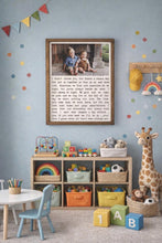 Load image into Gallery viewer, Sibling poem sign, Siblings Poem, Shared Room Decor, Kids, Kids Wall Art, Nursery Quote Sign, Family Photo on Wood, Framed wood photo
