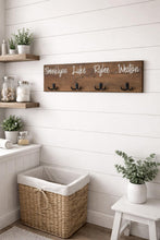Load image into Gallery viewer, 3D Farm Bathroom Decor for kids towels, Wood Bathroom sign, Back Pack Hooks, Kids Name Sign, Towel Holder, Towel Rack, Bathroom Hooks

