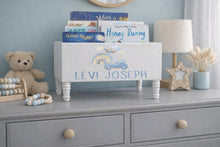 Load image into Gallery viewer, Personalized Book Library box- Book Box - Book Storage - Kids books - Book caddy - Kids room storage - Transportation Nursery Decor

