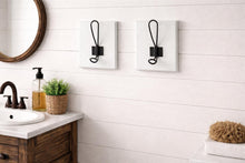 Load image into Gallery viewer, Farm style Custom hooks, Wood Bathroom sign, Back Pack Hooks, Kids Name Sign, Towel Holder, Towel Rack, Bathroom Hooks, Stocking Hook
