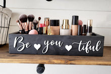 Load image into Gallery viewer, 3D Be-you-tiful box - Makeup Tray - Bathroom box - storage for makeup - Makeup Bar - Bathroom Caddy - Toilet box - Wood Bathroom box -
