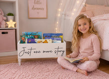 Load image into Gallery viewer, Just one more story Book Bin - Book Storage - Books - Toy Storage - Bookcase - Nursery Decor - Baby Shower Gift - Kids gift
