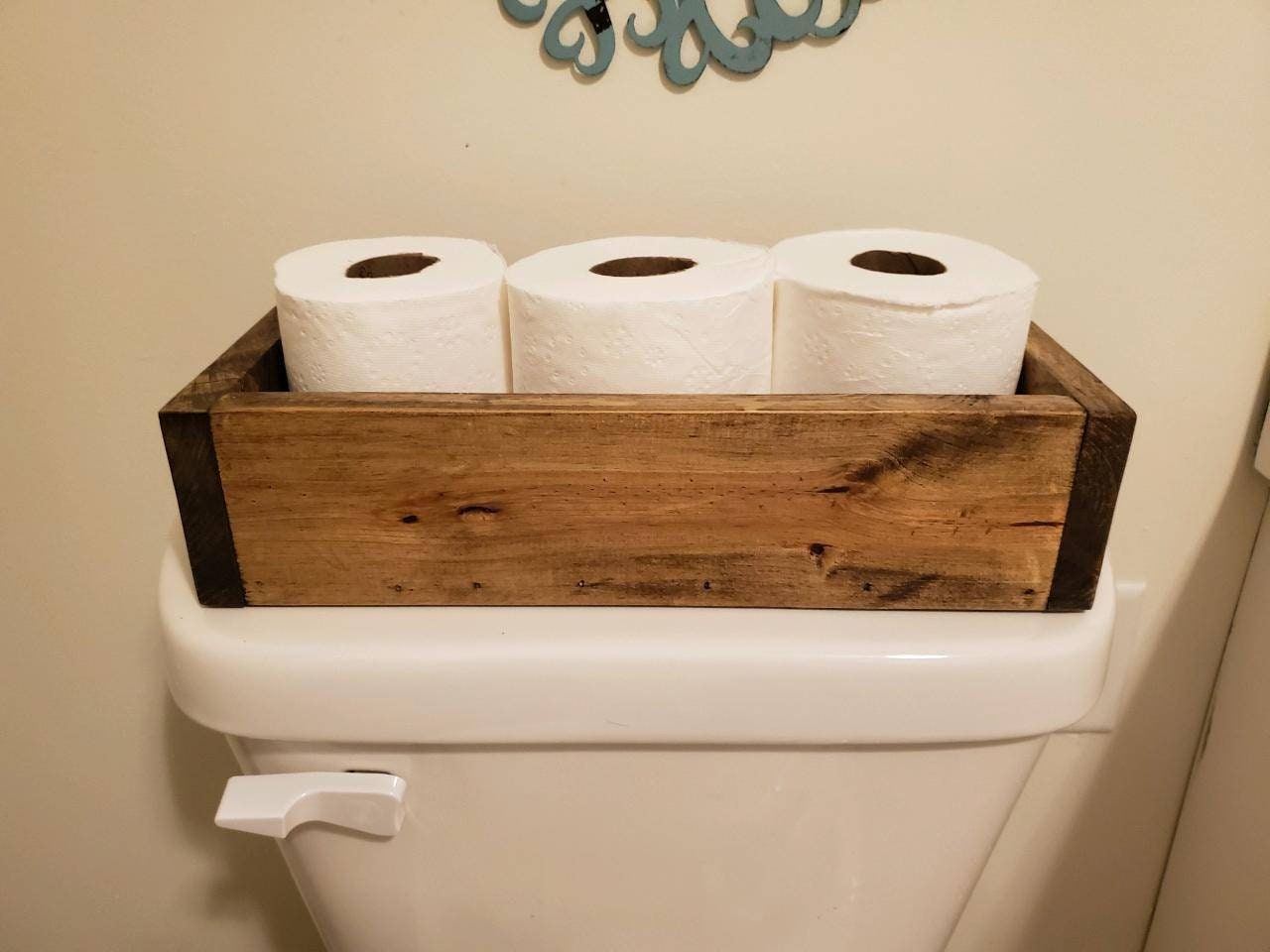 Rustic Wood Toilet Roll Paper Holder 