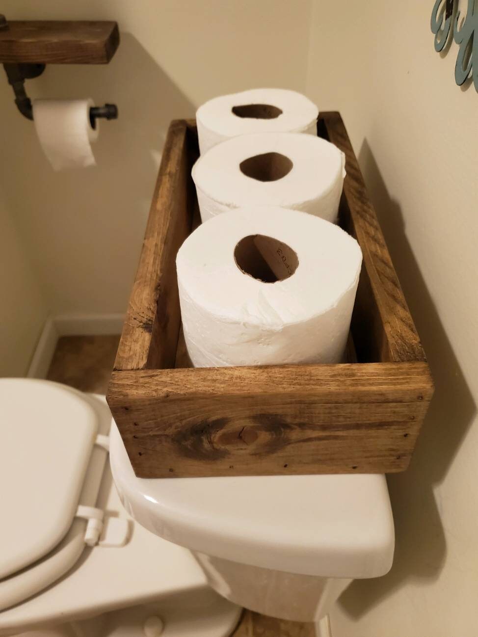 Toilet Paper Holder Wood Bathroom Toilet Tissue Paper Roll Storage