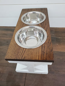 Oak top - Trestle Leg Farmhouse Elevated Dog Bowls - Raised Dog Bowls- Trestle Leg Pet Bowls - X-Frame Feeder