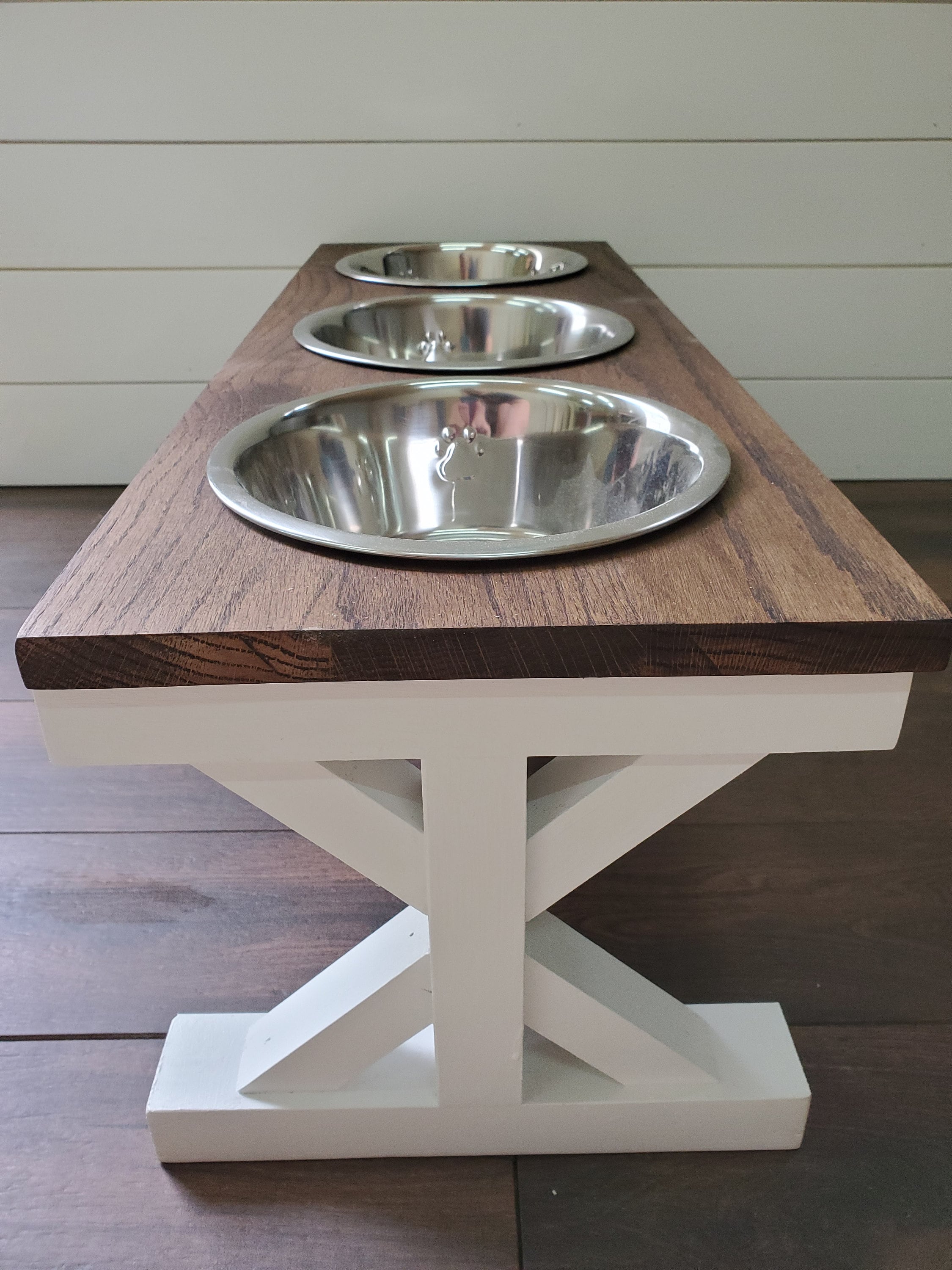 Oak top - Large Bowl Trestle Leg Farmhouse Elevated Dog Bowls - Raised –  TJS CUSTOM DESIGN AND DECOR