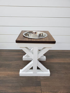 Oak top - Dog Bowl Feeder - Farmhouse Style - Rustic Dog Bowl Stand - Raised Dog Bowl Feeder - Single Dog Bowl Feeder