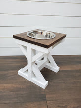 Load image into Gallery viewer, Oak top - Dog Bowl Feeder - Farmhouse Style - Rustic Dog Bowl Stand - Raised Dog Bowl Feeder - Single Dog Bowl Feeder
