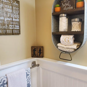 Galvanized Wash Tub With Shelves -  Wall Hanging Shelf - Farmhouse Shelf - Rustic Bathroom Shelf - Mudroom or Laundry Shelf