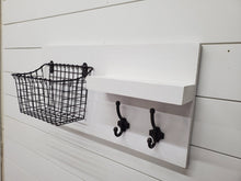 Load image into Gallery viewer, Mail Organizer with Shelf And Basket, Rustic Farmhouse Floating Shelf, Key Hanger And Organizer, Office Organizer, Front Door Storage
