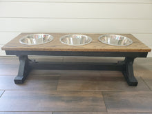 Load image into Gallery viewer, Oak top - Large Elevated Dog Bowl Stand, 3 Bowl Dog Stand, Raised Dog Bowl, Large Dog Bowls
