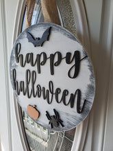 Load image into Gallery viewer, Round Halloween Door Hanger For Front Door - Halloween Door Sign - Front Door Decor - Round Door Hanger - Fall Door Hanger - Door Signs
