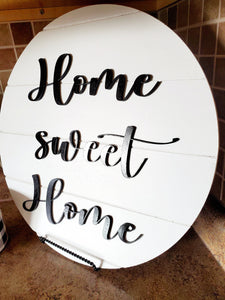 18" Home Sweet Home - Faux Ship Lap - Welcome sign- Kitchen deco - 3D Laser Cut Door Hanger - Farmhouse Home Decor