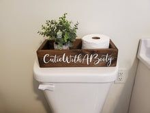 Load image into Gallery viewer, 3D Cutie with a booty toilet box - Rustic Toilet Paper Holder - Farmhouse Bathroom Decor - Wooden Box Above The Toilet
