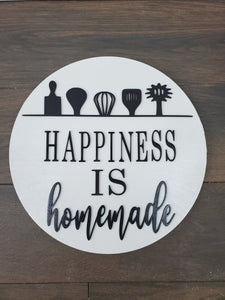 Happiness is Homemade 3D sign - Kitchen Decor - Wood sign - Home Decor Sign -  Farmhouse Sign