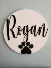 Load image into Gallery viewer, Pet name sign, Dog sign, pet gift, Personalized pet gift, pet decor, wood dog sign, gift for pet
