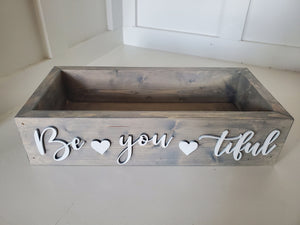 3D Be-you-tiful Box - Makeup Tray - Bathroom Box - Storage For Makeup - Makeup Bar - Bathroom Caddy - Toilet box - Wood Bathroom box -