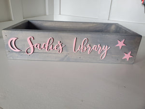Personalized 3d Book Library box- Book Box - Book Storage - Kids books - Book caddy - Kids room storage