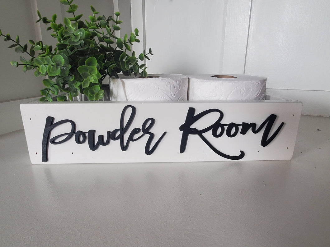 3d Powder Room Box - Rustic Toilet Paper Holder - Farmhouse Bathroom Decor - Wooden Box Above The Toilet
