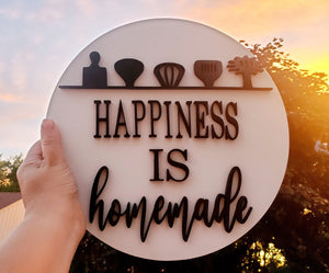 Happiness is Homemade 3D sign - Kitchen Decor - Wood sign - Home Decor Sign -  Farmhouse Sign