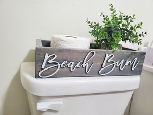 3D Beach Bum Rustic Toilet Paper Holder - Coastal Bathroom Decor - Wooden Box - Bathroom Storage Box - Toilet Paper Box