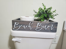 Load image into Gallery viewer, 3D Beach Bum Rustic Toilet Paper Holder - Coastal Bathroom Decor - Wooden Box - Bathroom Storage Box - Toilet Paper Box
