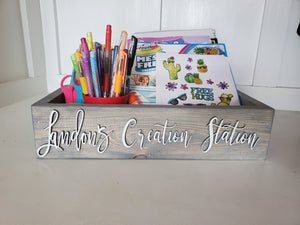 3D Personalized Creation Station Art Supply box- Personalized Box - Coloring Book Storage - Kids books - Art caddy - Kids room storage