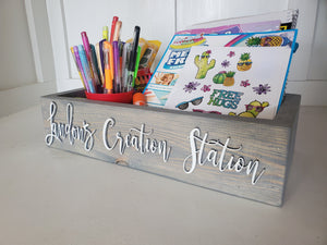 Personalised Art Supplies Storage Crate, Box Engraved With a
