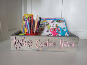 3D Personalized Creation Station Art Supply box- Personalized Box - Coloring Book Storage - Kids books - Art caddy - Kids room storage