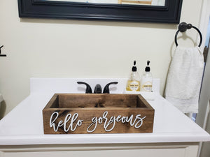 3D Hello gorgeous box - Makeup Tray - Bathroom box - storage for makeup - Makeup Bar - Bathroom Caddy - Dorm Room Storage - Bathroom box