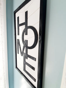 Herringbone Home Sign | Chevron Wall Hanging Home Sign | Modern Farmhouse Sign | Rustic Farmhouse Wall Decor | Housewarming Gift