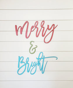 Merry & Bright wood cutouts, Laser cut wood letters, Christmas Decor, Christmas Sign, Wood letters
