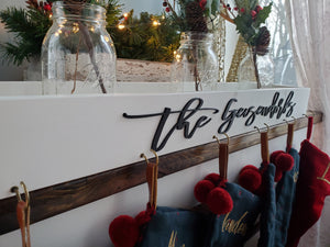 3D Family stocking holder, mantle stocking hooks, Christmas decor, rustic, box stocking holder, stocking hanger, personalized decor