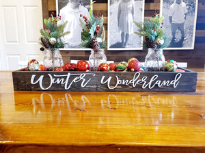 3D Large Winter Wonderland Centerpiece Box, Mantel decor, Fireplace Decor, Table Centerpiece, Holiday Mason Jar Centerpiece