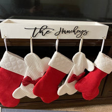 Load image into Gallery viewer, 3D Family stocking holder, mantle stocking hooks, Christmas decor, rustic, box stocking holder, stocking hanger, personalized decor
