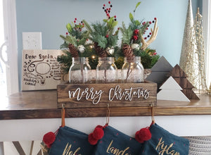 3D Merry Christmas Stocking Holder Box, Mantel decor, Fireplace Decor, Personalized Stocking holder, Family Stockings