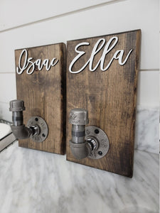 Personalized Bathroom Towel Hooks With Industrial Pipe, Back Pack Hooks, Kids Name Sign, Towel Hooks, Towel Rack, Bathroom Hooks