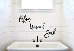 Relax Unwind Soak Laser Cut Wood Bathroom Wall Sign - Farmhouse Bathroom Decor - Over the Bathtub Sign - Bathroom Sign - Laser Wall Art