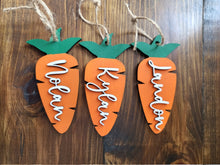 Load image into Gallery viewer, Easter Basket Name Tags / Wooden Carrot Name Tags / Wooden Name Labels / Wooden Easter Labels / Easter basket gifts
