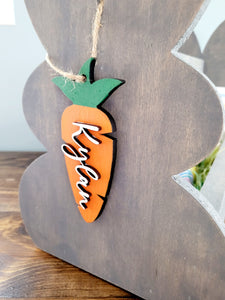 Personalized Wooden Easter Basket with Name Tags / Wooden Carrot Name Tags / Wooden Name Labels / Wooden Easter Labels / Easter basket gifts