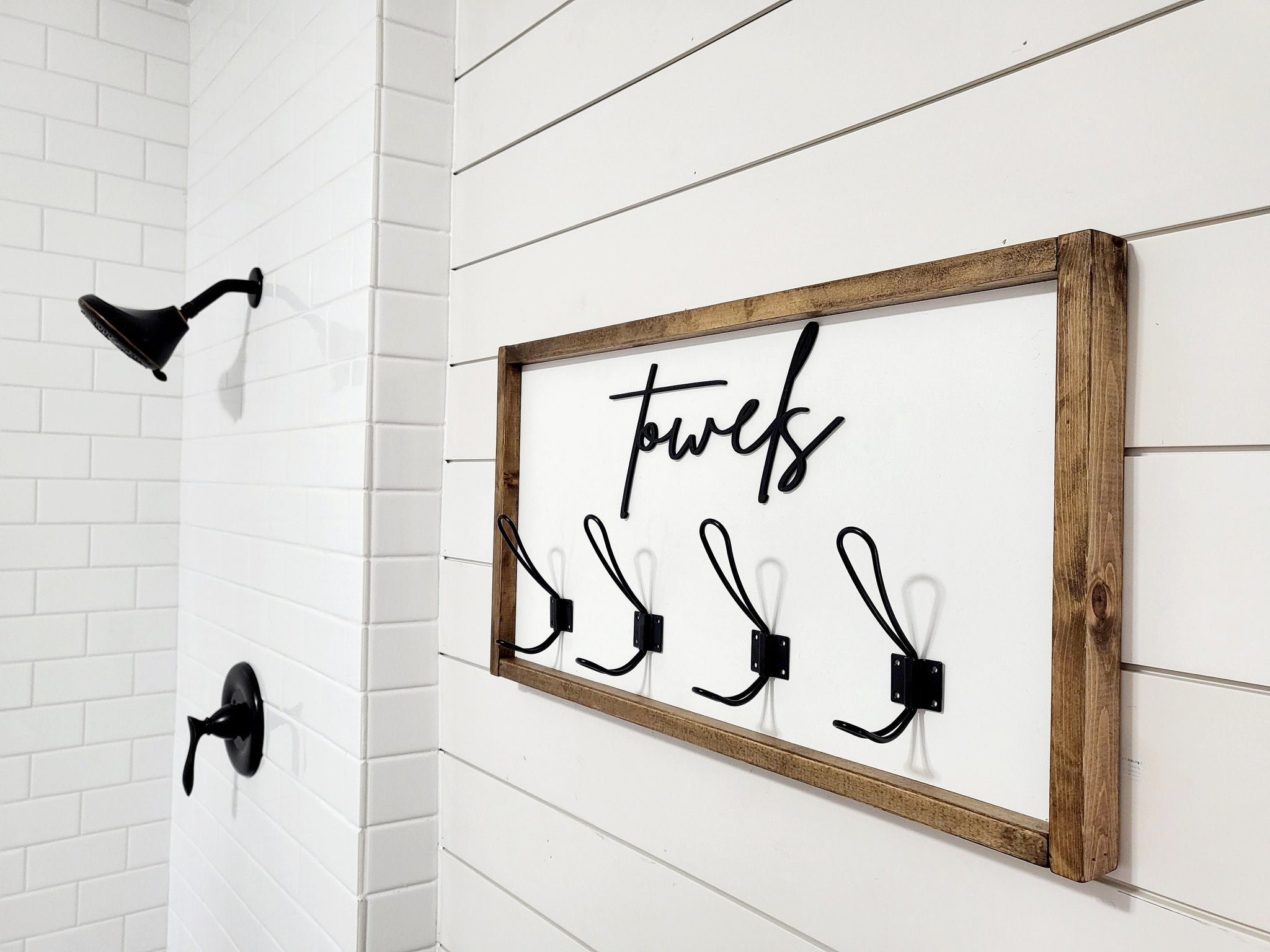3D Towel hooks, Wood Bathroom sign, farmhouse bathroom decor, Kids Nam –  TJS CUSTOM DESIGN AND DECOR