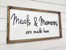 Load image into Gallery viewer, 3D Meals and Memories are made here sign - Kitchen Decor - Wood sign - Home Decor Sign -  Farmhouse Sign - Dining Room sign

