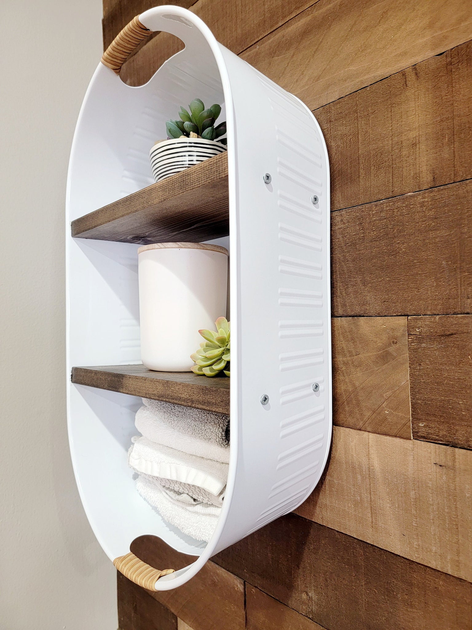 Galvanized Wash Tub With Shelves - Wall Hanging Shelf - Farmhouse Shel –  TJS CUSTOM DESIGN AND DECOR