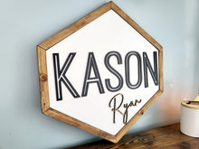 Load image into Gallery viewer, 3D Hexagon nursery name sign, Name sign for nursery, Above crib sign, baby shower gift, nursery decor, Gift for baby
