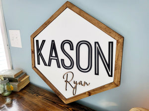 3D Hexagon nursery name sign, Name sign for nursery, Above crib sign, baby shower gift, nursery decor, Gift for baby