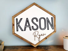 Load image into Gallery viewer, 3D Hexagon nursery name sign, Name sign for nursery, Above crib sign, baby shower gift, nursery decor, Gift for baby
