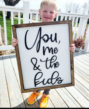 Load image into Gallery viewer, 3D You me &amp; the kids sign, Wood Sign, Farmhouse Wood sign, Family sign, Living Room Decor, gift for Mom, gift for dad, girl mom, girl dad
