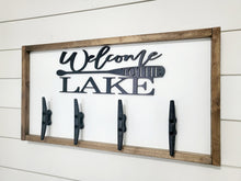 Load image into Gallery viewer, 3D Welcome to the Lake towel hooks - Lake Bathroom Decor - Welcome to the Lake sign - Lake Coat hooks - Beach bathroom Decor- Lake sign
